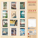 Hiroshige: Woodblock - Jaarkalender 2027 – achterkant met overzicht van alle afbeeldingen, 30 × 30 cm