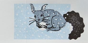Eekhoorn, handgedrukte winterkaart - Catch Utrecht