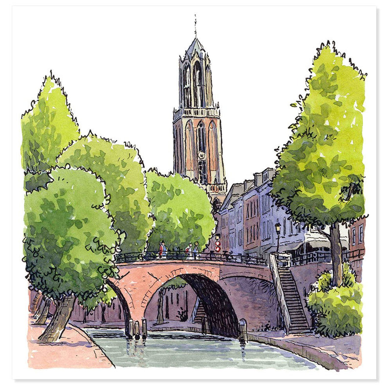Oudegracht, Utrecht (origineel aquarel) - Catch Utrecht