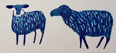 Schapen, handgedrukte winterkaart - Catch Utrecht